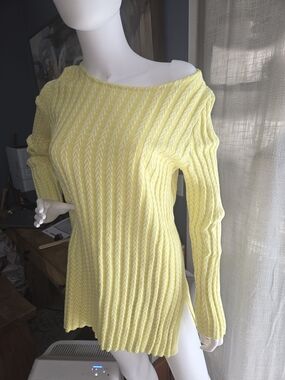 Chaus Yellow Off-the-Shoulder Knit Sweater